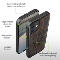 1 x RAW Customer Returns Carveit Magnetic Case for iPhone 12 mini Elegant Rosewood Soft TPU Bumper Shockproof Phone Case Compatible with 12mini Magsafe Case Wood Viking Compass Vegvisir  - RRP €33.99