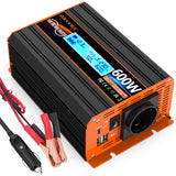 1 x RAW Customer Returns 600W inverter 12v to 230v pure sine wave voltage converter power solar inverter converter power converter with EU socket LCD digital display converter - RRP €95.78