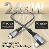 1 x RAW Customer Returns UseBean 240W USB C to USB C Cable 3M 2 Pack , Right Angle USB 3.2 Gen 2X2 20Gbps Data Cable, PD 3.1 Type C to C Fast Charging, 4K Video Cable for iPhone 15,Galaxy S24 S23, iPad MacBook Pro - RRP €24.73