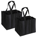 1 x RAW Customer Returns Tebery 2 pieces 12 bottle bag, bottle bag for 24 x 1.5 liter bottles, water bottle day bag with dividers, bag with bottle basket, black, 34 x 26.5 x 27.5 cm - RRP €17.82