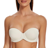 1 x RAW Customer Returns MELENECA women s push-up strapless bra - underwire bra with molded cups off white 80B - RRP €30.24