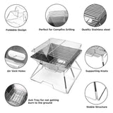 1 x RAW Customer Returns Odoland BBQ Fire Pit Portable Campfire Pit Foldable Camping Grill 304 Stainless Steel Grill for Camping Picnic Patio Garden with Carry Bag - RRP €38.58