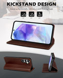 1 x RAW Customer Returns SHIELDON Case for Galaxy A55 Cell Phone Case Magnetic Wallet Case Genuine Leather Card Holder Kickstand RFID Blocker Shockproof Protective Case Foldable Leather Case Compatible with Galaxy A55 Retro Coffee - RRP €30.99