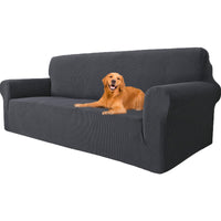 1 x RAW Customer Returns YSTELLAA Stretch Sofa Cover 3 Seater, Super Elastic Sofa Cover With Armrests Washable, Scratch-Resistant Non-Slip Sofa Cover for Dogs Cats and Pets Dark Gray, Sofa Width 183cm-234cm  - RRP €32.99