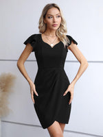 1 x RAW Customer Returns Missufe Wrap Dress Cocktail Dress Bodycon Elegant Mini Dress Women s Party Dress Short Dresses Black, Large  - RRP €43.99