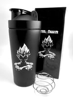 1 x RAW Customer Returns JAW REX Protein Steel Shaker 750ml Black Goku  - RRP €20.16