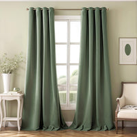 1 x RAW Customer Returns MIULEE Velvet Curtain Sage Green with Eyelets, Beautifully Soft Velvet Curtain Short for Bedroom Living Room, 2 Pieces Thick Velvet Curtains Short Opaque Each 260 cm Long - RRP €58.99