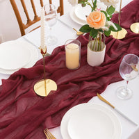 1 x RAW Customer Returns AOKSUNOVA Table Runner Muslin Bordeaux Red 80cm x 4m Table Runner Cheesecloth Wedding Washable Wine Red - RRP €20.16