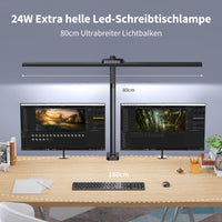 1 x RAW Customer Returns KARY desk lamp LED dimmable, 24W 80cm 1800 lumens ultra bright desk lamps for work, office, eye protection daylight lamp, touch control 5 color temperature brightness levels, black - RRP €40.33