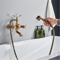 1 x RAW Customer Returns Rozin Retro Bathtub Faucet with Hand Shower Antique Brass Bathtub Faucet Wall Mounted for Bathroom Nostalgia Bathtub Faucet - RRP €75.05