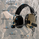 1 x RAW Customer Returns Heatangel Tactical Comta Headset with Gel Orets Sound Pickup Hearing Defender with Kenwood PTT 2 Pin for Airsoft Sports Tan  - RRP €27.6