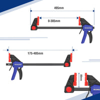 1 x RAW Customer Returns WORKPRO 2 Piece Professional Carpenter Clamps, 305mm Wood Clamp Set, 136kg Clamping Force, Quick Release for Tightening and Lengthening, One-Handed Wood Fixing - RRP €40.33