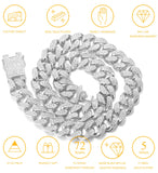 1 x RAW Customer Returns Halukakah Men s Gold Chain Iced Out,20MM Men Cuban Chain Miami Platinum Plated White Gold Choker Necklace 55cm,Full Cz Diamond Cut Prong Set,Gift for Him - RRP €37.34