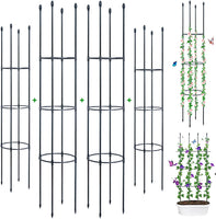 1 x RAW Customer Returns ThxToms 4 pieces garden trellis made of metal core 160CM with 60 plant clips Tomato cage plant support obelisk climbing frame trellis Trellis climbing aid Climbing plants, tomatoes, roses - RRP €69.99