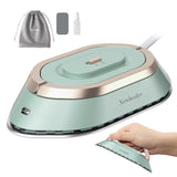 1 x RAW Customer Returns Newbealer Mini Travel Iron with Switchable Voltage-220V 120V, Compact Iron for Clothes No Steam , Ceramic Surface, 150 C Hot Press with Spray Bottle, Bag and Silicone Stand, Green - RRP €32.45