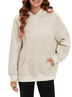 1 x RAW Customer Returns Famulily Women s Hoodie Casual Winter Warm Fleece Pullover with Hood Sweatshirt Long Sleeve Pullover with Pockets Beige L - RRP €38.3