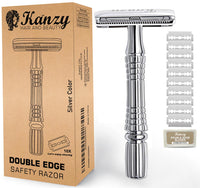 1 x RAW Customer Returns Kanzy safety razor for men and women with 10 blades stainless steel, wet razor safety razor works with all double edge razor blades safety razor set - RRP €14.45