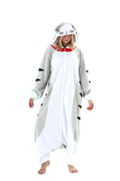 1 x RAW Customer Returns AKAAYUKO Women Men Carnival Costume Pajamas Christmas Animal Onesie Halloween Jumpsuit Pajamas Fancy Dress Night Suit Gray Flower Cat - RRP €29.99