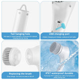 8 x Brand New Electric Cleaning Brush, Rechargeable Electric Bathroom Cleaning Brush, 360 Spin Scrubber with 5 Interchangeable Brush Heads for Kitchen, Bathtub, Sink, Window, Toilet - RRP €153.6