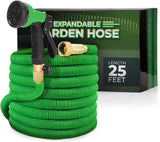 1 x RAW Customer Returns 15 M 50 ft Extendable Garden Hose, 3 4 3450D Woven Brass Connections, Kink-Free, 8-Function Water Hose Green  - RRP €20.64