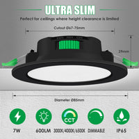 1 x RAW Customer Returns ALUSSO LED recessed spotlight 230V Dimmable IP65 Black Spots  Ceiling Spotlights 7W Recessed Lights  White Neutral White Cold White Recessed Spotlights Ceiling Spotlights for Bathroom Living Room Kitchen Set of 6 - RRP €54.98