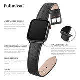 1 x RAW Customer Returns Fullmosa Compatible with Apple Watch Strap 40mm 41mm 38mm 42mm 44mm 45mm 49mm,Genuine Leather Replacement Straps Women Men for iwatch Series 9 8 7 6 5 4 3 2 1 SE SE2,Black Smoke Gray Buckle - RRP €20.2