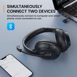 1 x RAW Customer Returns EKSA H6 Bluetooth Headset with Microphone USB Dongle Up to 55 Hours 10 Meter Range Wireless PC Headset with AI Noise Canceling Mic, Over Ear Headset for Business Office Home Office Teams Zoom - RRP €69.99