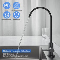 1 x RAW Customer Returns KEOKBON Drinking Water Faucet, Water Filter Faucet for Kitchen Sink, Water Purification Faucet for Reverse Osmosis or Water Filter System, SUS304 Drinking Water Faucet Not Hot and Cold Water Faucet Black - RRP €27.22