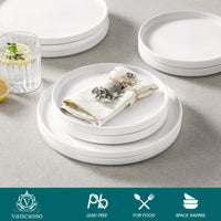 1 x RAW Customer Returns vancasso VENUS dinner plate stoneware, dinner plate set 6 people, 10.5 inch plate set, tableware for dishwasher and microwave, pasta plate, breakfast plate, cake plate, white color - RRP €49.99