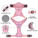 12 x Brand New PETLOFT Large Dog Harness, No Pull No Choking Large Dog Harness for Large Dogs Pets Outdoor Training Soft Texture Adjustable Harness with Stainless Steel Rings Pink, S  - RRP €179.88