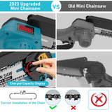 1 x RAW Customer Returns JINDUN Mini Chainsaw, 21V 6 Inch Cordless Chainsaw with LED Power Display, 2 Batteries and Charger, Powerful Motors and Hardened Alloy Chains for Garden Trees Pruning Shears Wood Cutting - RRP €59.99