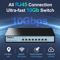 1 x RAW Customer Returns SODOLA 8 Port 10Gbit Easy Web Managed Switch, 8 x 10G RJ-45 ports, 160Gbps bandwidth, supports LACP, VLAN, QoS, 10G 5G 2.5G 1000M 100M Auto-Negotiation, Multi-Gigabit Managed Ethernet Switch - RRP €322.07