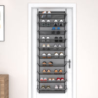 1 x RAW Customer Returns TZAMLI Over the Door Shoe Rack with 10 Tiers, Hanging Shoe Cabinet Shoe Storage Metal Shoe Organizer for Pantry Gray, 55 x 19.5 x 159cm  - RRP €43.99