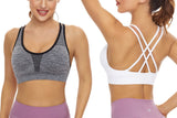 1 x RAW Customer Returns SEGRILA Women s Sports Bra Set Without Underwire Cross Back Yoga Bustier Padded Black, White, Gray XL  - RRP €26.99