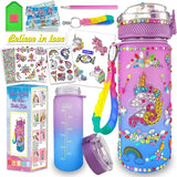 6 x Brand New BETA NOBLE Drinking Bottle Children Unicorn Gifts, Crafts Girls 8 Years 5-6-7-8-9 Years Girls Ideas Gift Drinking Bottle Craft Set Children DIY Water Bottle Craft Diamond Painting Birthday Toy - RRP €96.78