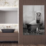 1 x Brand New UGZDEA Animal in the Bathtub Canvas Pictures, Black White Bear Elephant Cow Alpaca Bathroom Poster Home Decor-without Frame E, 20x30cm  - RRP €11.99