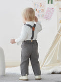 1 x RAW Customer Returns Baby Boys Suit Clothing Sets Dress Romper Suspenders Bow Tie 4pcs Suit Gentleman Festive Baptism Wedding Long Sleeve Baby Toddler 6 Months 6 Years Gray01,4T  - RRP €33.16