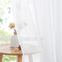 1 x RAW Customer Returns PONY DANCE Voile Curtains Living Room Modern Short Eyelet Curtain Set of 2 H 145 x W 140 cm Linen Look Curtain White Transparent Airy and Translucent Curtains Living Room Decoration - RRP €18.1