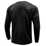 1 x Brand New SwissWell Men s Henley Shirts Long Sleeve Button Down Casual Cotton Waffle Knit T-Shirt Grandad Neck Black M - RRP €35.99