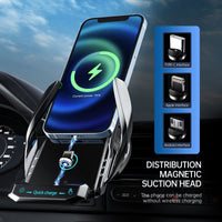 1 x RAW Customer Returns 15W Fast Wireless Charger Car Phone Holder With Charging Function Car Induction Motor Induction Motor Operation Qi Charging Station Charging Station Car Mobile Phone Holder Car Ventilation Black QC3.0 Stand  - RRP €35.99