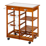 1 x RAW Customer Returns HOMCOM Kitchen Trolley Trolley in Wood Metal with 4 Wheels and Drawers - RRP €84.54