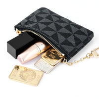 1 x Brand New Amaxiu Mini PU Leather Small Wallet Women, Mini Coin Purse Coin Purse Print Portable Change Wallet with Keychain Zipper Clutch Pouch Card Holder Black Print - RRP €32.4