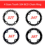 1 x RAW Customer Returns Chainring 104 BCD 32T 34T 36T 38T Narrow Wide Single Chain Ring with 4 Pieces Sprocket Screws for Road Bikes, Mountain Bikes, BMX MTB Bike Black, 32T  - RRP €13.1