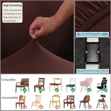 4 x Brand New JUNZHE waterproof chair seat covers for dining room chairs chair covers dining room made of stretch fabric kitchen chair covers chair seat cushion slipcovers brown, 4 pcs  - RRP €120.0