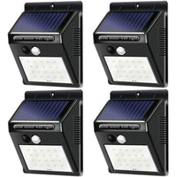 1 x RAW Customer Returns ZQX Outdoor Solar Lights with Motion Sensor, Pack of 4 IP65 Waterproof Solar Powered Security Light 3 Modes Solar Wall Lights for Garden, Wall, Path, Patio, Garage, Fence, Porch - RRP €19.98