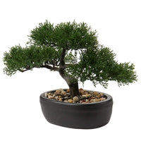 1 x RAW Customer Returns Artificial Bonsai Lifelike Artificial Plant Artificial Tree Bonsai Cedar Pine Podocarpus Plastic Plant Artificial Plant with Ceramic Planter in Black for Bathroom Decoration Desktop Office Windowsill - RRP €33.26