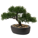 1 x RAW Customer Returns Artificial Bonsai Lifelike Artificial Plant Artificial Tree Bonsai Cedar Pine Podocarpus Plastic Plant Artificial Plant with Ceramic Planter in Black for Bathroom Decoration Desktop Office Windowsill - RRP €33.26