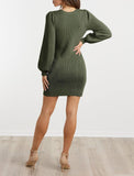 1 x RAW Customer Returns Rosywing Knitted Dresses Women s Sweater Dress Mini Dress Winter Dress Casual Elegant High Elasticity Long Sleeve Dresses Autumn Winter Green, M  - RRP €36.29