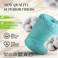 1 x RAW Customer Returns MeriWoolArt Macrame Yarn Blue - Macrame Yarn 3mm Colored 200m - Super Soft Yarn, Simply Twisted Macrame Cord - Oeko-Tex 100 Recycled Cotton Yarn Colored - DIY Boho Decorative Macrame - RRP €13.08