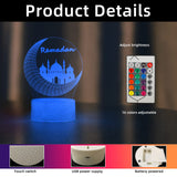 8 x Brand New Halcyerdu Mubarak Ramadan LED Lamp, 3D 16 Colors Ramadan Mubarak Lamp Decorations with Remote Control, USB Connection Cable, Touch, Ramadan LED DIY Lamp for Ramadan Eid Decorations B  - RRP €153.6